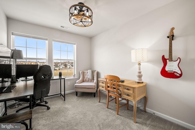 office area with carpet flooring