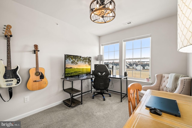 view of carpeted office