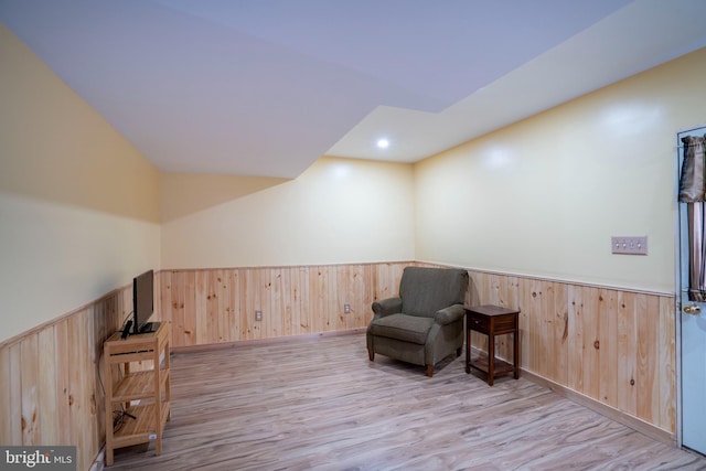 sitting room with light wood-type flooring