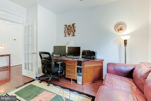 office featuring dark wood-type flooring