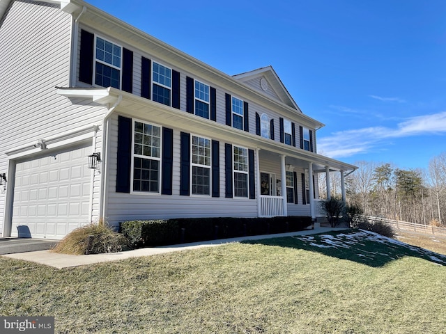 view of front of house with a porch and a front lawn