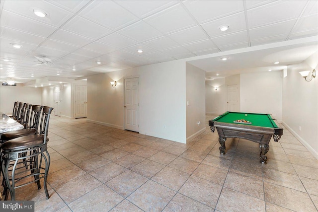 playroom with billiards