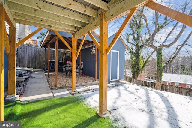 view of patio with an outdoor structure