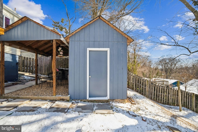 view of snow covered structure