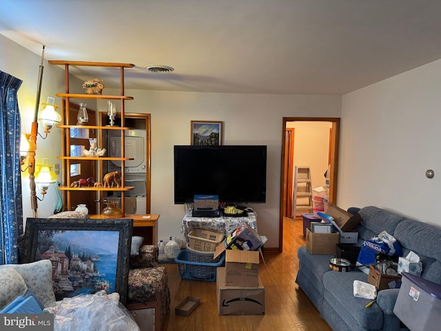 living room with hardwood / wood-style floors