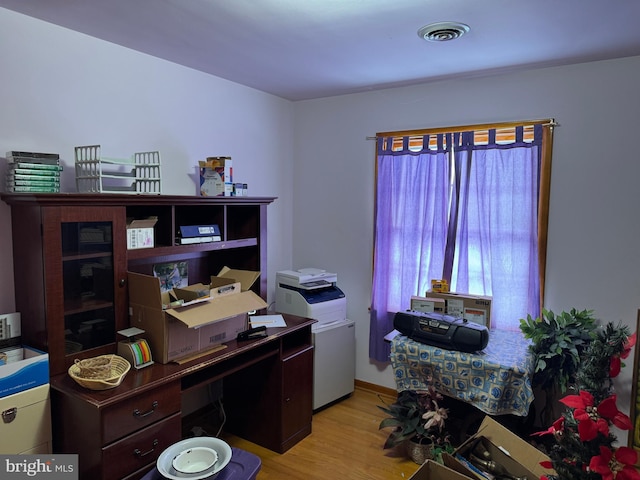 office space featuring light hardwood / wood-style floors