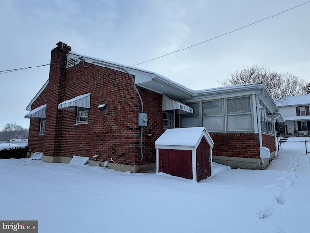 view of snow covered exterior