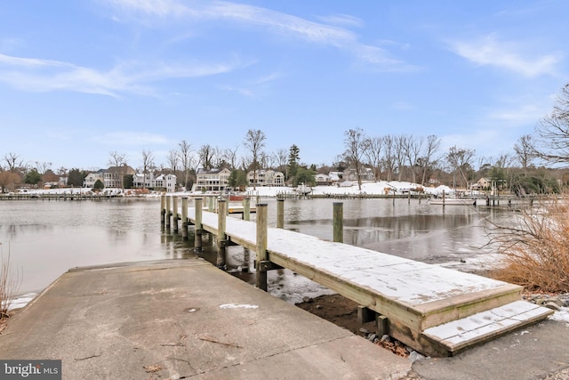 dock area featuring a water view