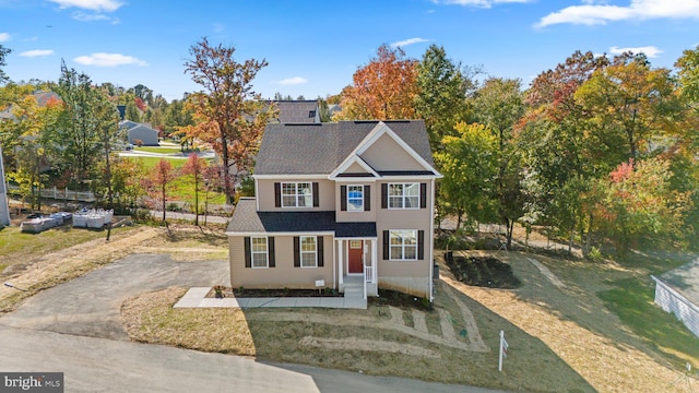 view of front of home with a front yard