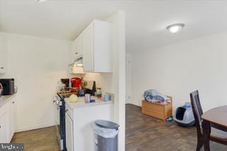 kitchen featuring white cabinetry and stainless steel range oven