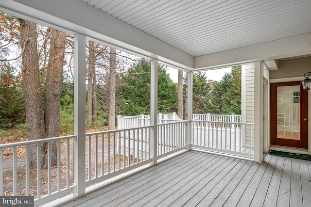 view of unfurnished sunroom