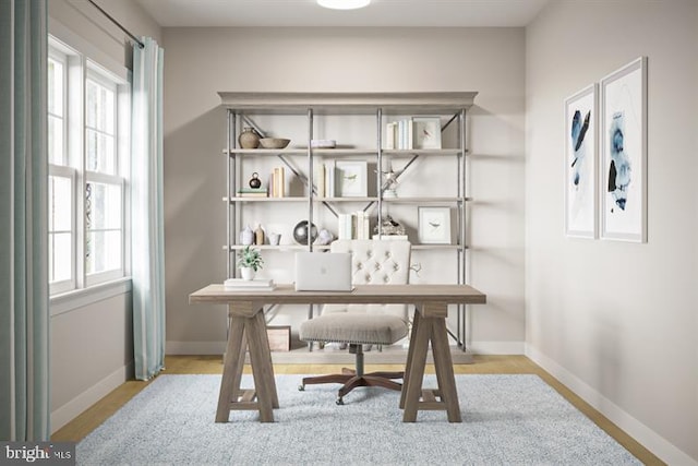 office area featuring light wood-type flooring