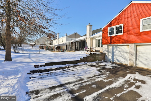 exterior space featuring a garage