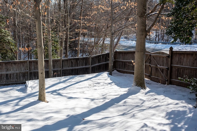 view of yard covered in snow