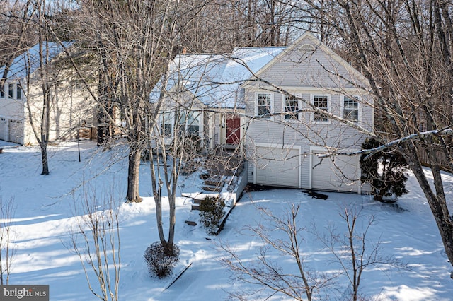 exterior space with a garage