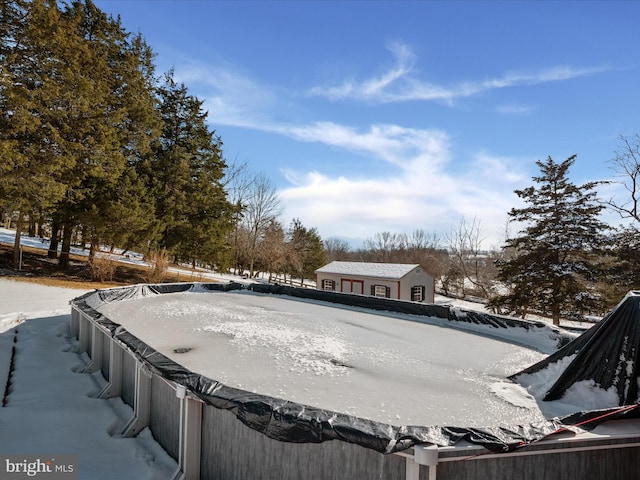 view of yard covered in snow