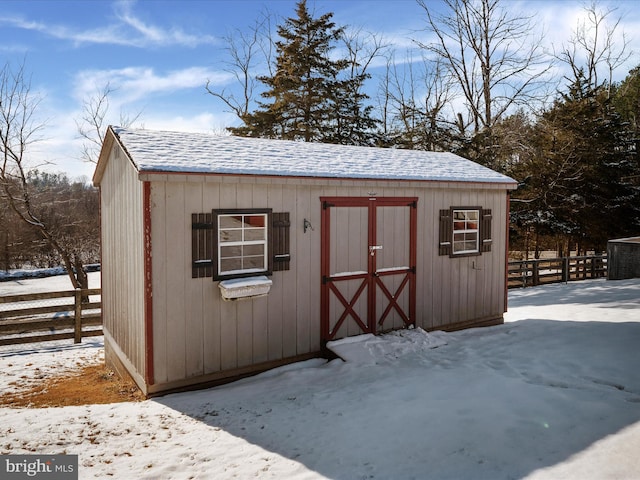 view of snow covered structure