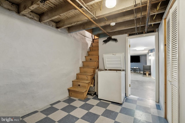 basement with wooden ceiling