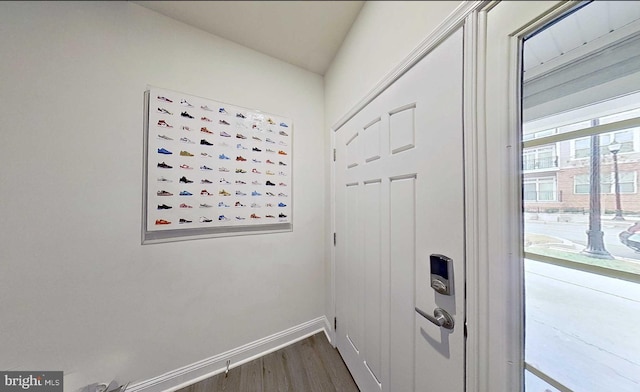 laundry room featuring dark hardwood / wood-style floors