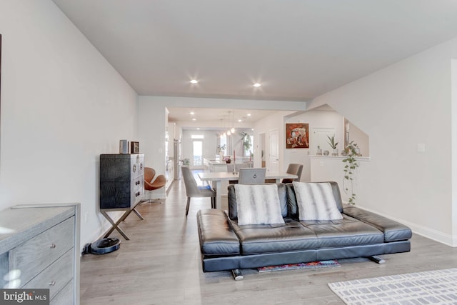 living room featuring light hardwood / wood-style flooring