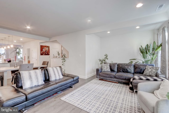 living room with wood-type flooring