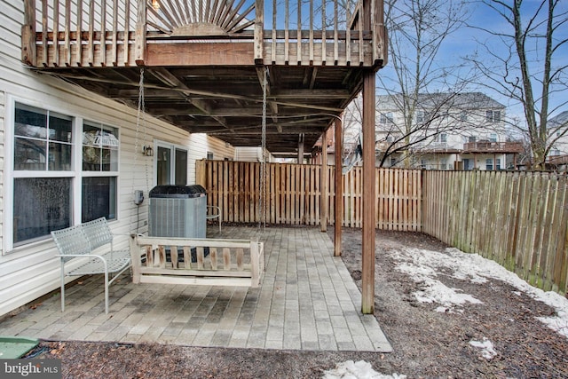 view of patio / terrace with central air condition unit