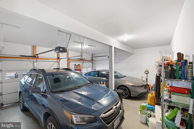 garage with a garage door opener