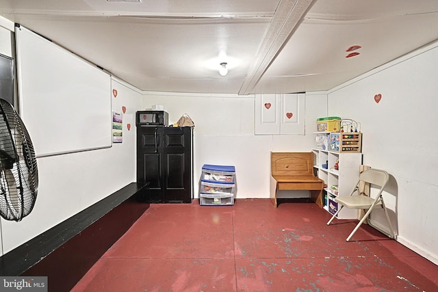 interior space with concrete floors