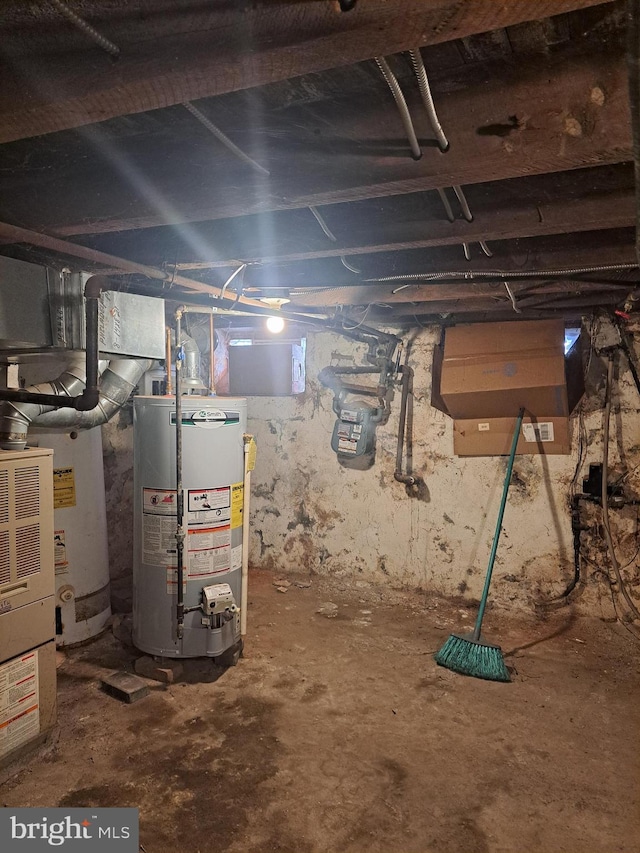 basement with water heater