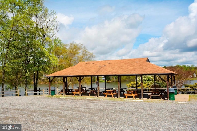 surrounding community featuring a water view