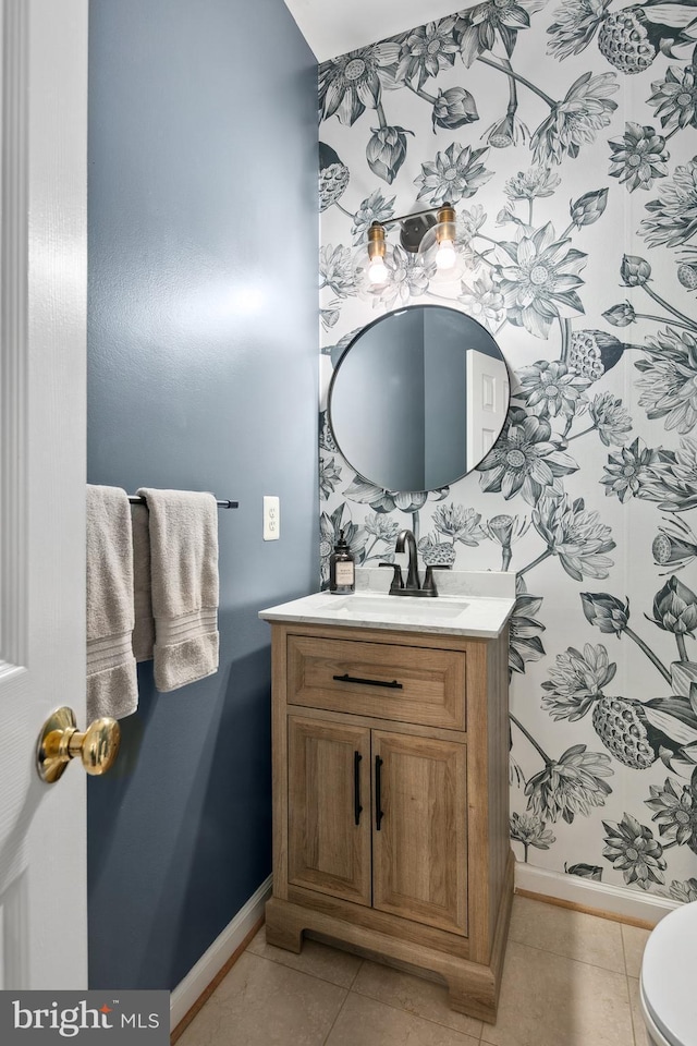 bathroom featuring vanity and tile patterned flooring