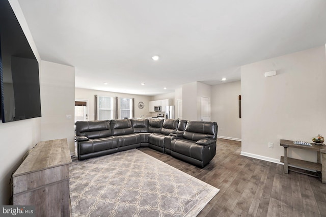 living room with wood-type flooring