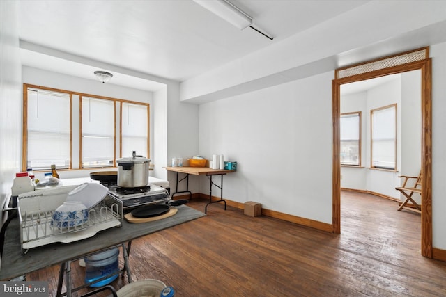 misc room featuring dark wood-type flooring