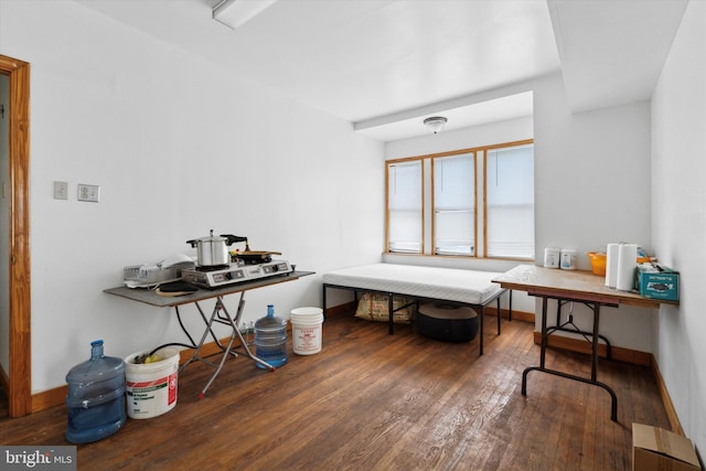 home office featuring dark hardwood / wood-style flooring