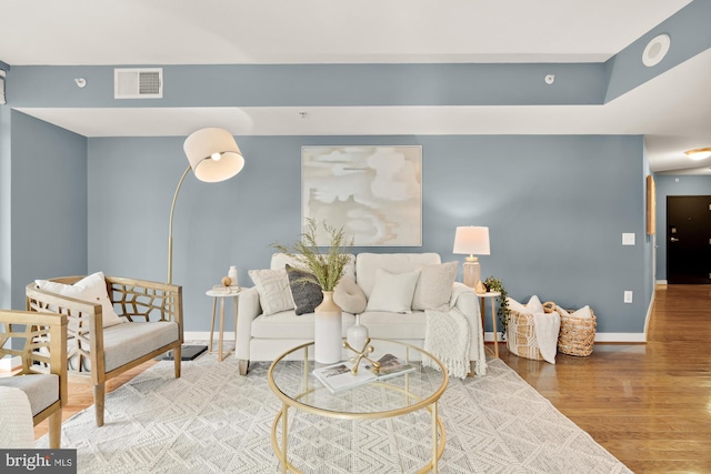 living room featuring hardwood / wood-style flooring