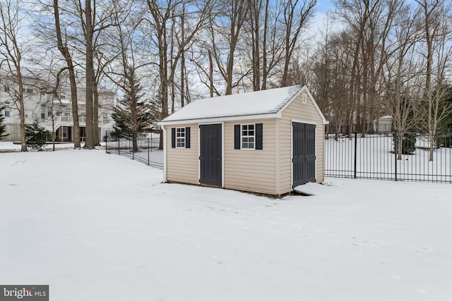 view of snow covered structure