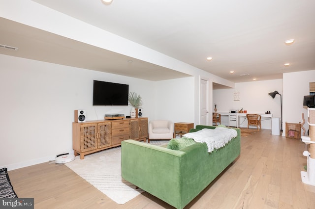 living room featuring light hardwood / wood-style flooring