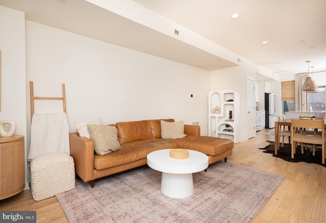 living room featuring light hardwood / wood-style flooring