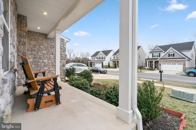 view of patio with central AC and covered porch