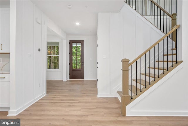 entrance foyer featuring light hardwood / wood-style flooring