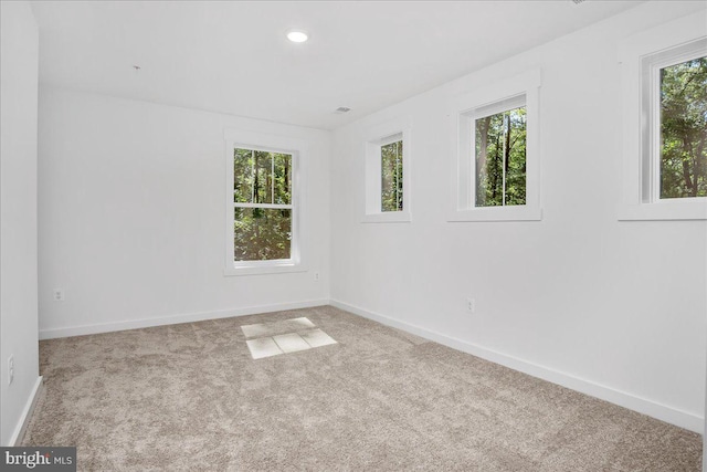 spare room with light carpet and plenty of natural light