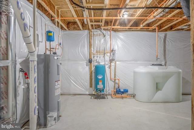 utility room featuring water heater