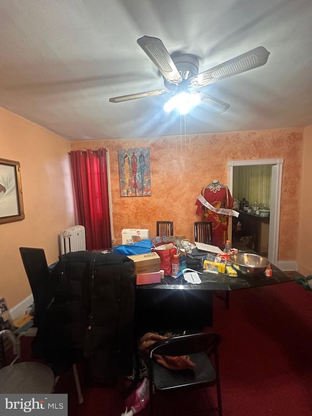 dining room featuring ceiling fan