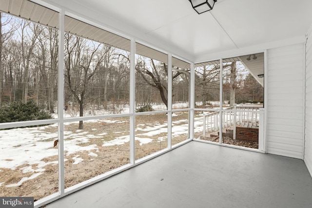 view of unfurnished sunroom