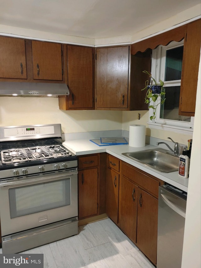 kitchen with stainless steel appliances and sink