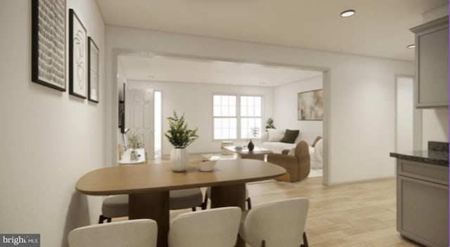 dining space featuring light hardwood / wood-style flooring