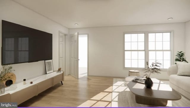 living room featuring light wood-type flooring