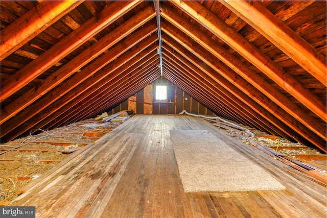 view of unfinished attic