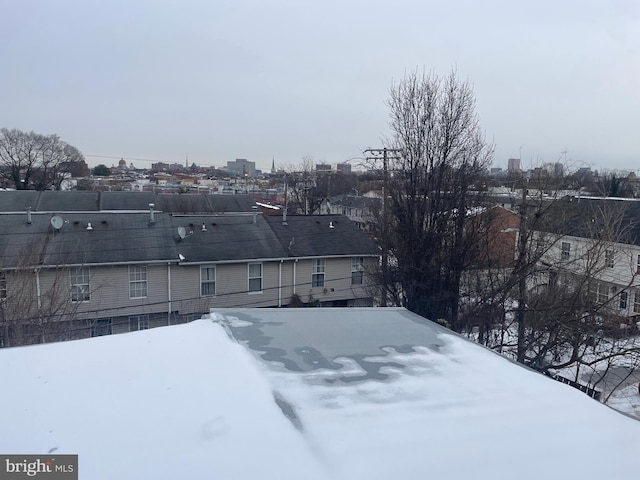 view of yard layered in snow