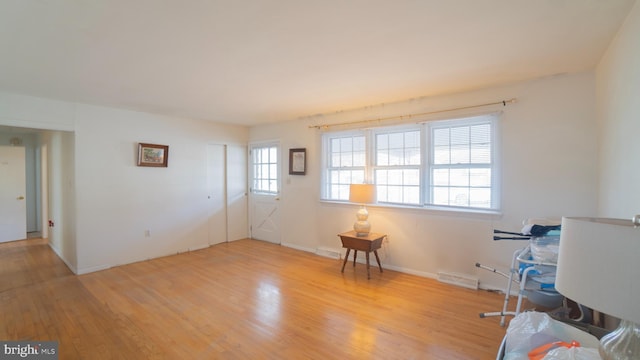 interior space with light hardwood / wood-style floors